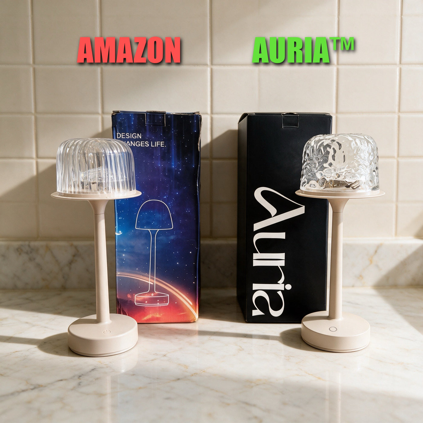 The Auria Glow and the $25 Amazon lamp
